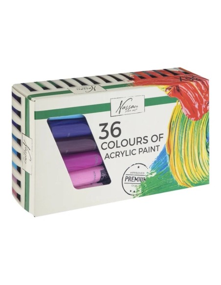 Akriliniai dažai NASSAU rinkinys 36 spalvų x 20 ml.