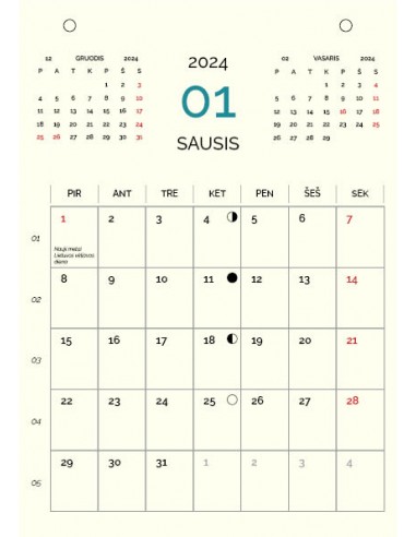 Kalendorius 2024 m. A5 papildymas 13 lapelių - 1