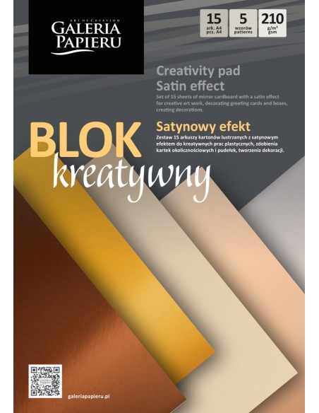 Dekoratyvinis popierius GALERIA PAPIERU Mirror Satin A4 210 gsm įvairių spalvų 15 lapų