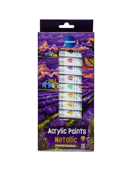 Akriliniai dažai CENTRUM Metallic rinkinys 12 spalvų x 12 ml.