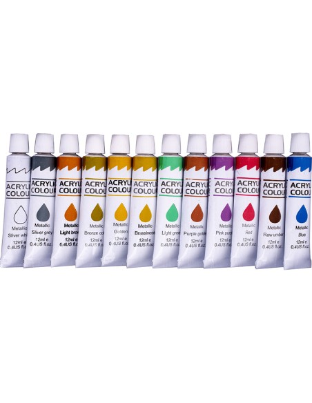 Akriliniai dažai CENTRUM Metallic rinkinys 12 spalvų x 12 ml.