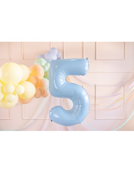 Balionas PARTY DECO 72 cm folinis skaičius 5 šviesiai mėlynas