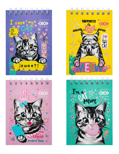 Užrašų knygelė ZIBI Classic Kids Kitty A7 langeliais 40 lapų