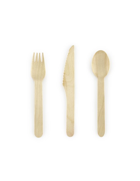 Vienkartiniai įrankiai PARTY DECO mediniai 16 cm 6 komplektai