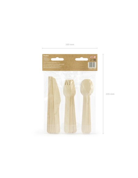 Vienkartiniai įrankiai PARTY DECO mediniai 16 cm 6 komplektai