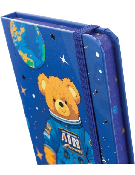Užrašų knygelė CENTRUM Bear in Space A6 kietas viršelis su gumele linijomis 80 lapų
