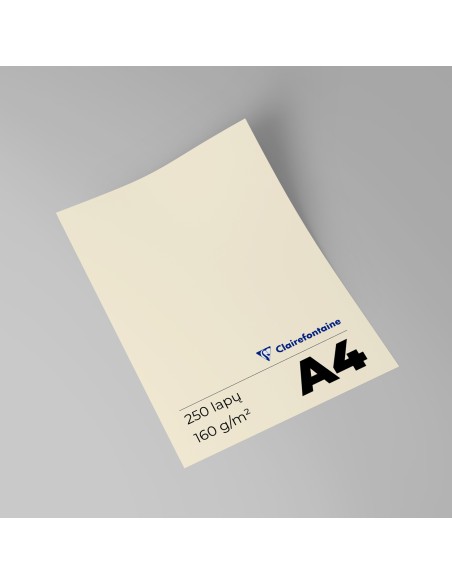 Spalvotas popierius CLAIRFONTAINE Trophee Cream A4 160 gsm kreminis 250 lapų