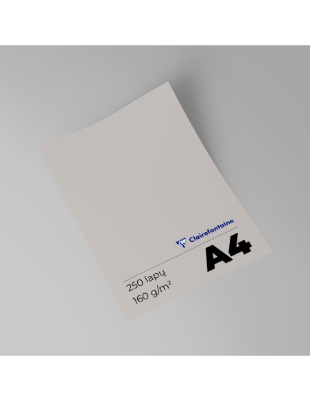 Spalvotas popierius CLAIRFONTAINE Trophee Steel Grey A4 160 gsm plieno pilkas 250 lapų