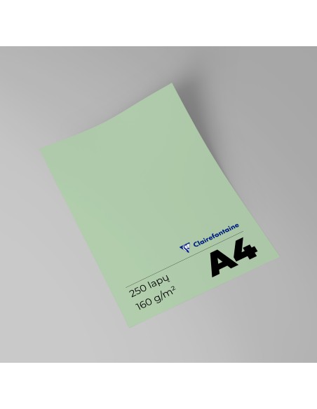 Spalvotas popierius CLAIRFONTAINE Trophee Nature Green A4 160 gsm žalias 250 lapų