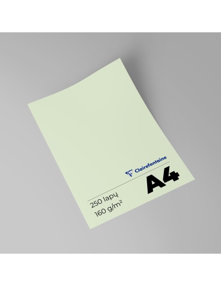 Spalvotas popierius CLAIRFONTAINE Trophee Pale Green A4 160 gsm šviesiai žalias 250 lapų