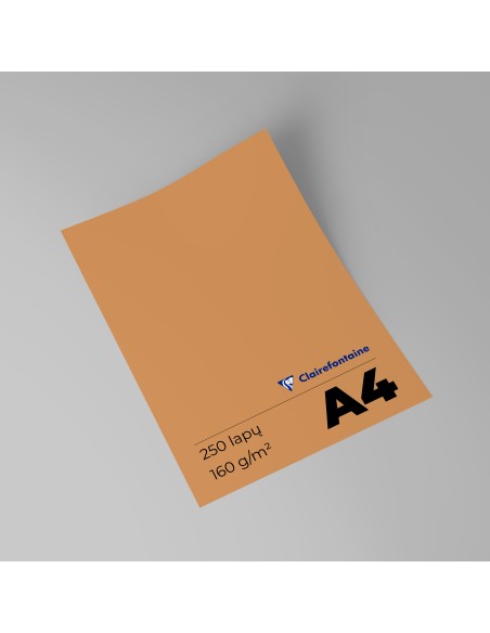 Spalvotas popierius CLAIRFONTAINE Trophee Orange A4 160 gsm šviesiai oranžinis 250 lapų