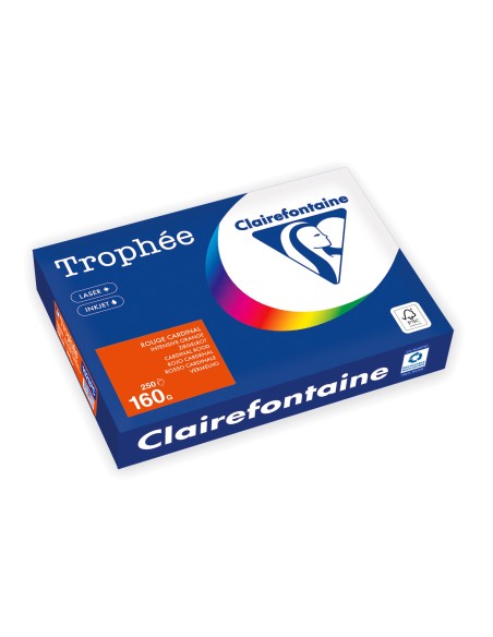 Spalvotas popierius CLAIRFONTAINE Trophee Intensive Orange A4 160 gsm tamsiai oranžinis 250 lapų