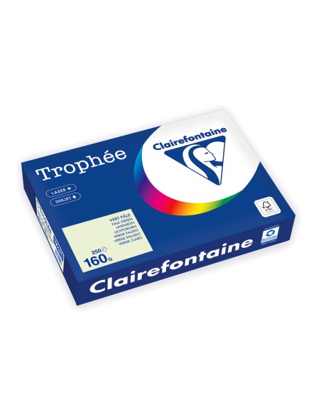 Spalvotas popierius CLAIRFONTAINE Trophee Pale Green A4 160 gsm šviesiai žalias 250 lapų