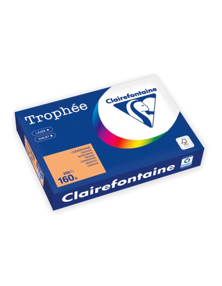 Spalvotas popierius CLAIRFONTAINE Trophee Orange A4 160 gsm šviesiai oranžinis 250 lapų