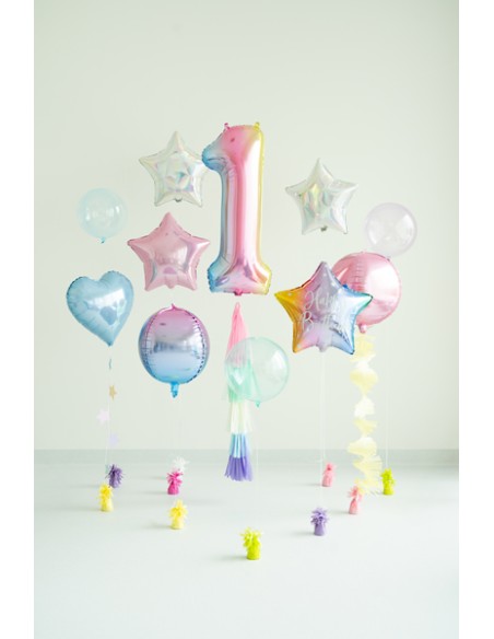 Balionas PARTY DECO 72 cm folinis skaičius 1 vaivorykštinis