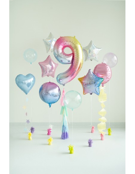 Balionas PARTY DECO 72 cm folinis skaičius 9 vaivorykštinis