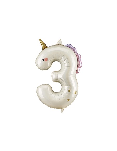 Balionas PARTY DECO 93 cm folinis skaičius 3 unicorn