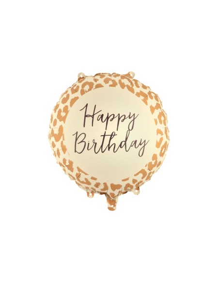 Balionas PARTY DECO Happy Birthday with Leopard print 35 x 35 cm folinis