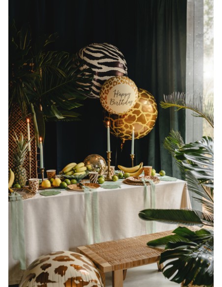 Balionas PARTY DECO Happy Birthday with Leopard print 35 x 35 cm folinis