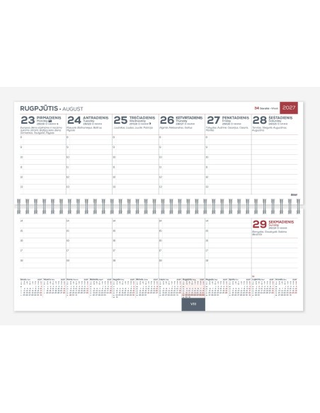Darbo kalendorius MEMO CARD Summer 290 x 105 mm stalinis 2027 m.