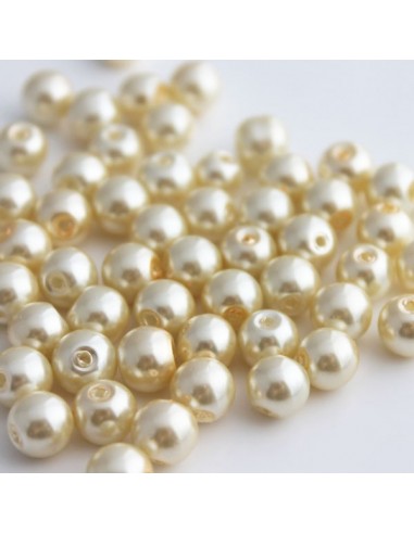 Karoliukai su skylute perlo spalvos 6 mm - 1