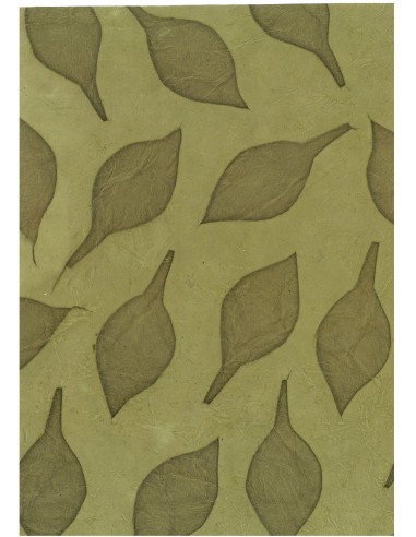Dekoratyvinis popierius NEPALIETIŠKAS Leaves Imprint Vd Olive Green A4 rankų darbo - 1