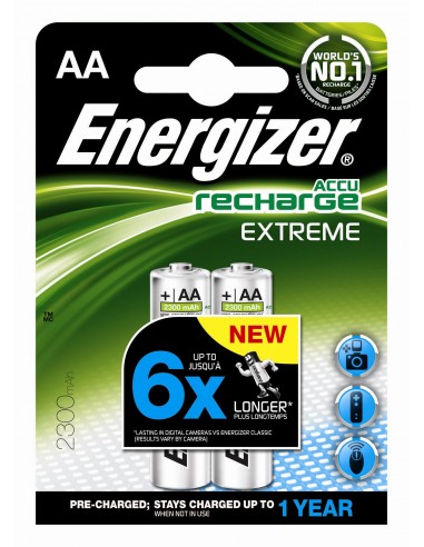 Šarminės baterijos Energizer Extreme Recharge AA HR6 pakraunamos 2 vnt. - 1