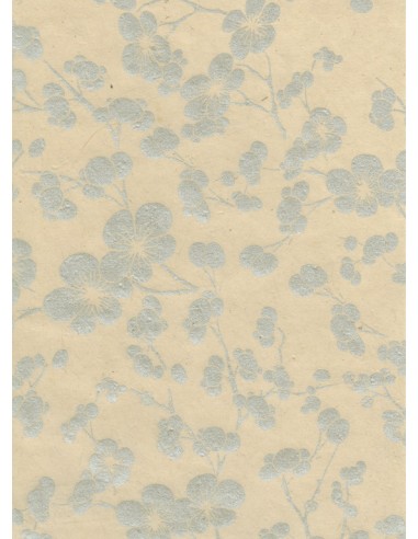 Dekoratyvinis popierius NEPALIETIŠKAS Cherry Blossom Silver on Sand A4 rankų darbo - 1