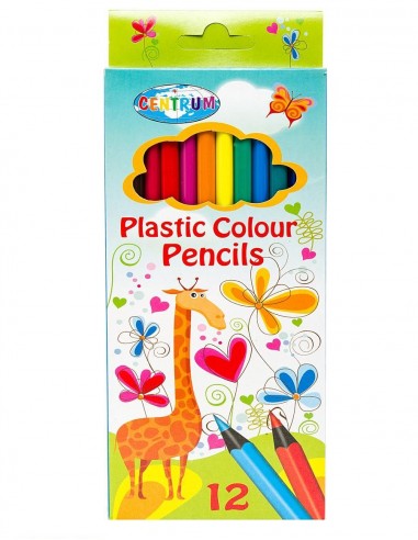 Spalvoti pieštukai CENTRUM Girafe trikampiai plastikiniai lankstūs 12 spalvų - 1