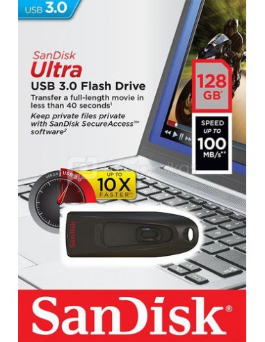 USB Atmintinė SanDisk Ultra 128 GB, USB 3.0 juodas - 1