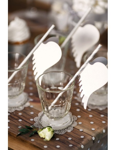 Šiaudeliai PARTY DECO 19.5 cm popieriniai sidabriniai 10 vnt. - 5