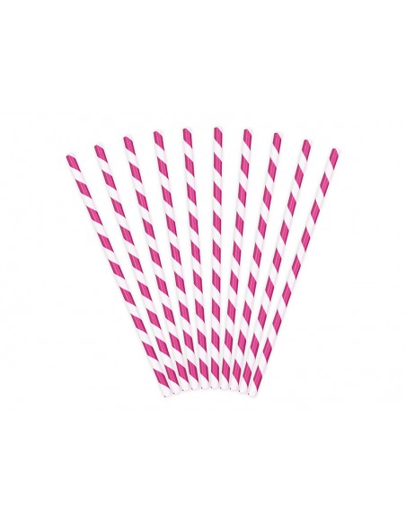 Šiaudeliai PARTY DECO 19.5 cm popieriniai tamsiai rožiniai 10 vnt. - 1