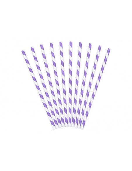 Šiaudeliai PARTY DECO 19.5 cm popieriniai violetiniai 10 vnt. - 1