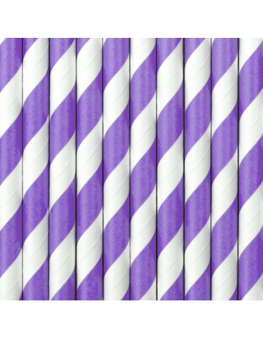 Šiaudeliai PARTY DECO 19.5 cm popieriniai violetiniai 10 vnt. - 2