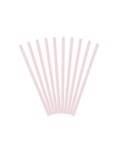 Šiaudeliai PARTY DECO 19.5 cm popieriniai šviesiai rožiniai 10 vnt. - 1