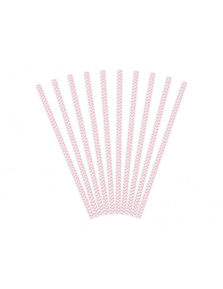 Šiaudeliai PARTY DECO 19.5 cm popieriniai šviesiai rožiniai 10 vnt. - 1