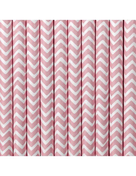 Šiaudeliai PARTY DECO 19.5 cm popieriniai šviesiai rožiniai 10 vnt. - 2