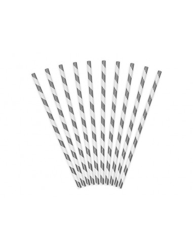 Šiaudeliai PARTY DECO 19.5 cm popieriniai sidabriniai 10 vnt. - 1