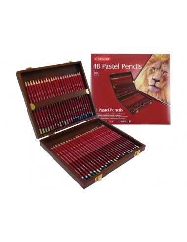 Pieštukai DERWENT pasteliniai 48 vnt medinėje dėžutėje - 1
