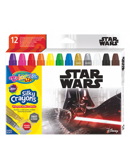 Kreidelės COLORINO Marvels Star Wars šilkinės išsukamos 12 spalvų - 1