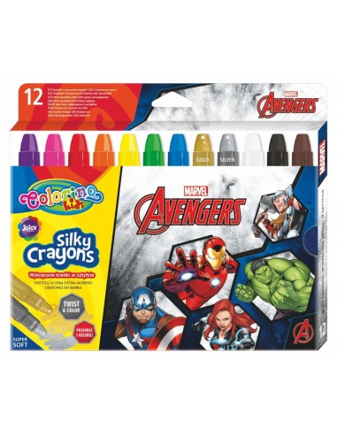 Kreidelės COLORINO Marvels Avengers šilkinės išsukamos 12 spalvų - 1