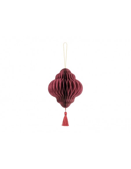 Kalėdinis papuošimas PARTY DECO pakabinamas korinis šviestuvas 12 x 15 cm raudonas