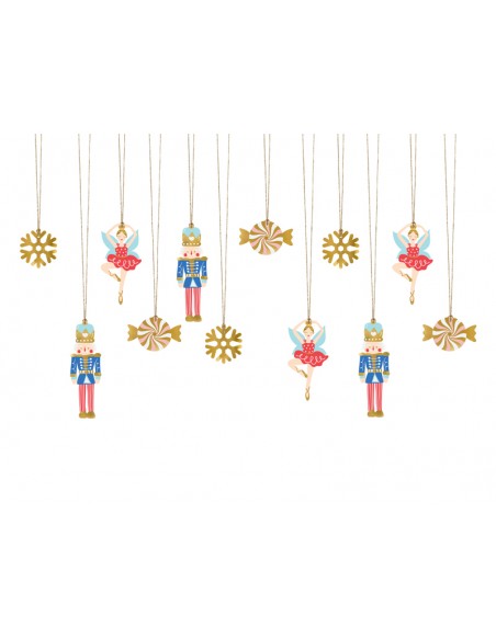 Etiketės dovanoms PARTY DECO Nutcracker 4 - 6.5 x 4 - 12 cm 12 vnt.
