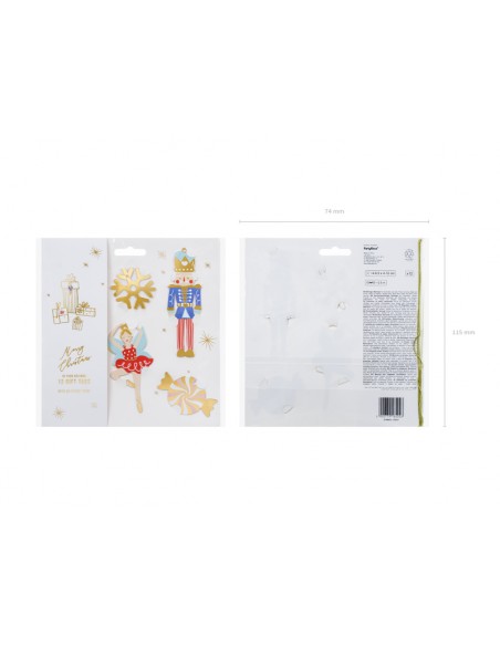 Etiketės dovanoms PARTY DECO Nutcracker 4 - 6.5 x 4 - 12 cm 12 vnt.
