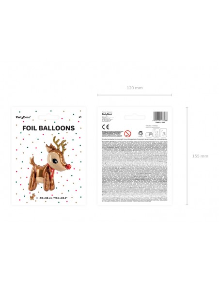 Balionas PARTY DECO Reindeer 50 x 62 cm folinis elnias