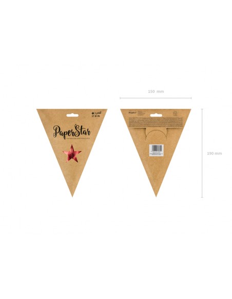 Kalėdinis papuošimas PARTY DECO pakabinama žvaigždė 70 cm raudona