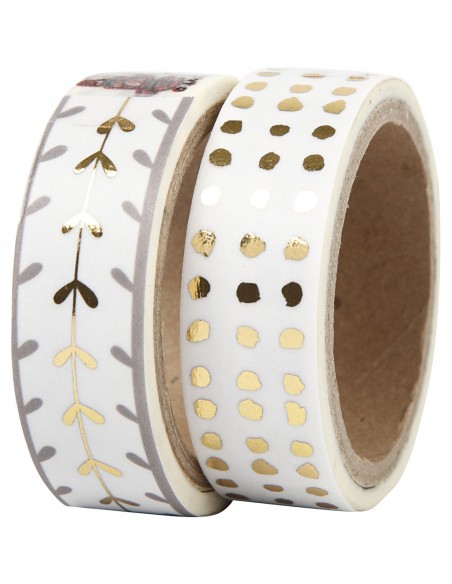 Lipni popierinė juostelė CREATIV COMPANY Hearts And Dots dekoratyvinė (washi) 15 mm x 4 m 2 vnt.