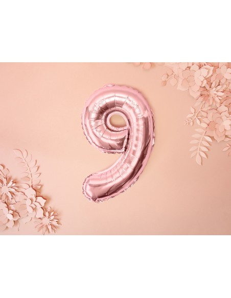 Balionas PARTY DECO 35 cm folinis skaičius 9 rožinis