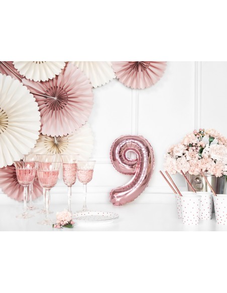 Balionas PARTY DECO 35 cm folinis skaičius 9 rožinis