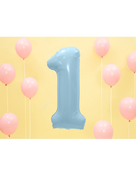 Balionas PARTY DECO 86 cm folinis skaičius 1 šviesiai mėlynas
